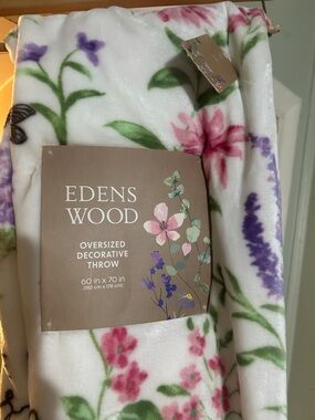 Floral Oversized Decorative Throw - White with Pink & Purple Flowers